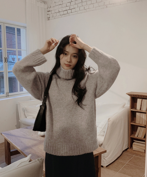 [SLOWAND] Soft Loose Fit Turtleneck Knitwear