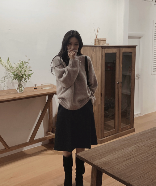 [SLOWAND] Soft Loose Fit Turtleneck Knitwear