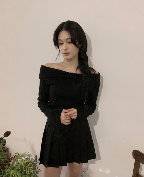 [SLOWAND] My Ribbon Off-Shoulder Top