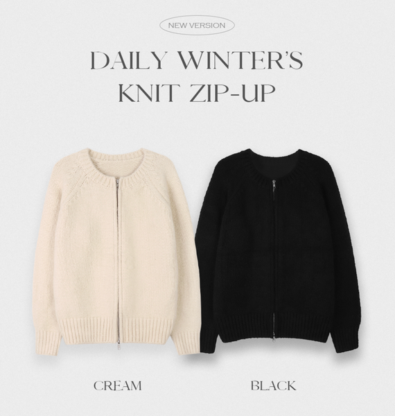 [SLOWAND] Comma Loose Fit Knitwear Zip-up