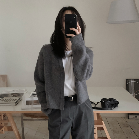 [SLOWAND] Premium No Collar Fox Knitwear Jacket (PRE-ORDER)