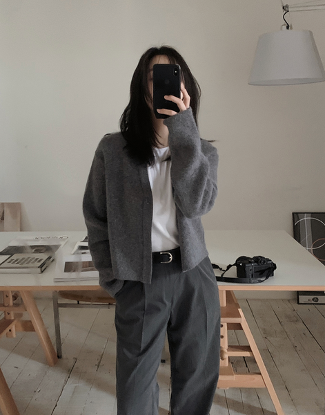 [SLOWAND] Premium No Collar Fox Knitwear Jacket (PRE-ORDER)