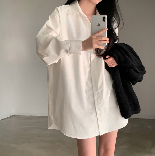 [CREAM CHEESE] Overfit Shirt Long Dress