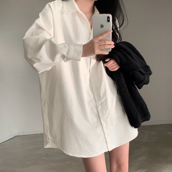 [CREAM CHEESE] Overfit Shirt Long Dress