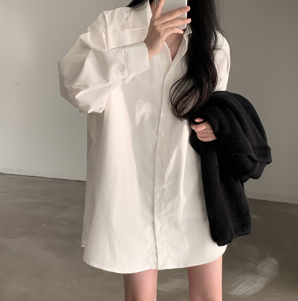 [CREAM CHEESE] Overfit Shirt Long Dress