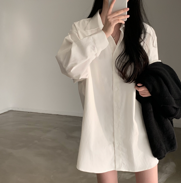 [CREAM CHEESE] Overfit Shirt Long Dress