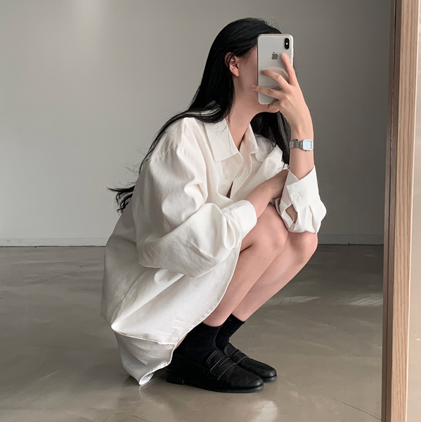 [CREAM CHEESE] Overfit Shirt Long Dress