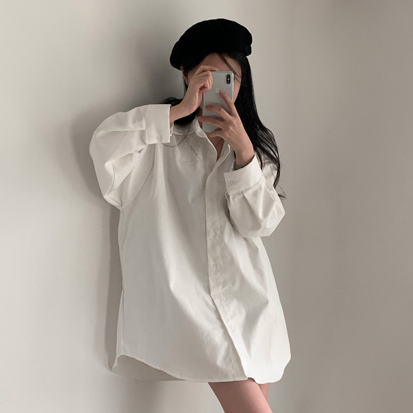 [CREAM CHEESE] Overfit Shirt Long Dress