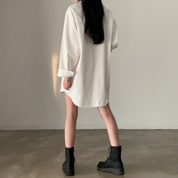 [CREAM CHEESE] Overfit Shirt Long Dress