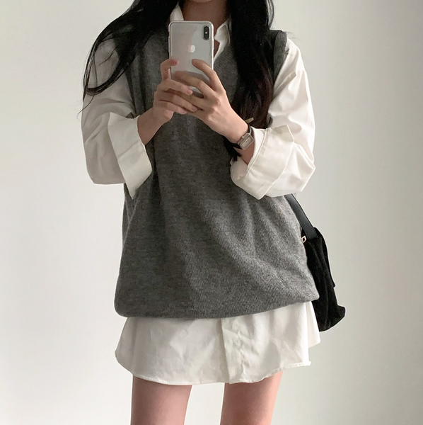 [CREAM CHEESE] Overfit Shirt Long Dress