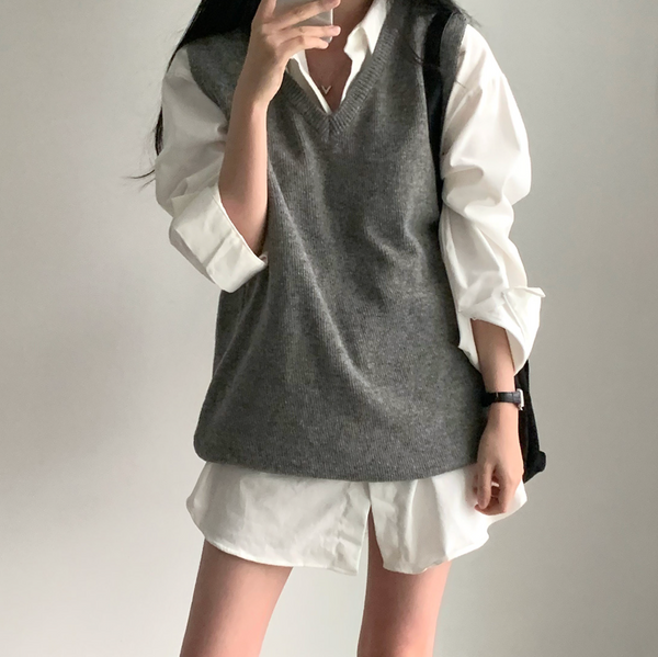 [CREAM CHEESE] Overfit Shirt Long Dress