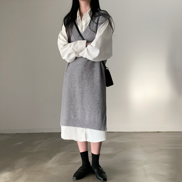 [CREAM CHEESE] Overfit Shirt Long Dress