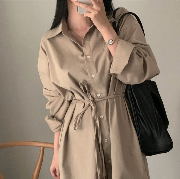 [CREAM CHEESE] Overfit Shirt Long Dress