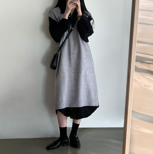 [CREAM CHEESE] Overfit Shirt Long Dress