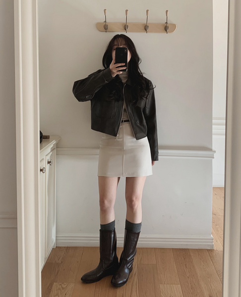 [SLOWAND] Modern Black Belt Mini Skirt (+Belt Set)