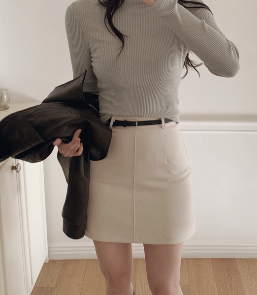 [SLOWAND] Modern Black Belt Mini Skirt (+Belt Set)