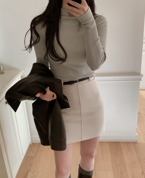 [SLOWAND] Modern Black Belt Mini Skirt (+Belt Set)