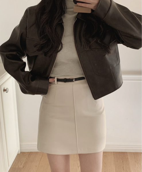 [SLOWAND] Modern Black Belt Mini Skirt (+Belt Set)