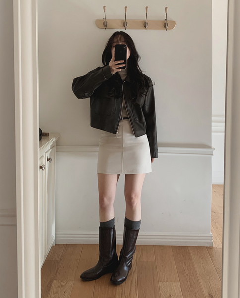 [SLOWAND] Modern Black Belt Mini Skirt (+Belt Set)