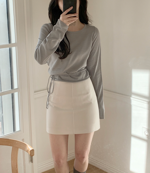 [SLOWAND] Modern Black Belt Mini Skirt (+Belt Set)