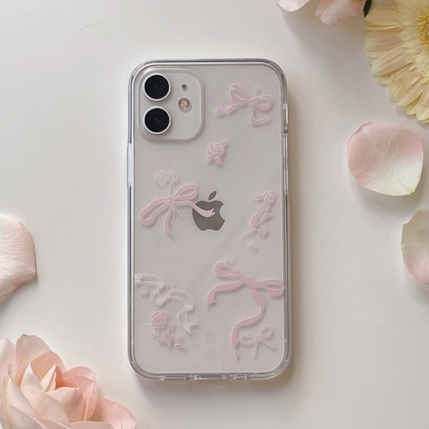 [Romantic Mood] Ribbon Bow Clear Phone Case