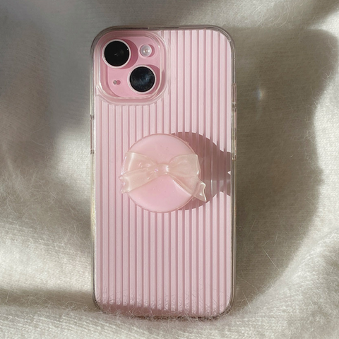 [Romantic Mood] Pink stripe Clear MagSafe Phone Case