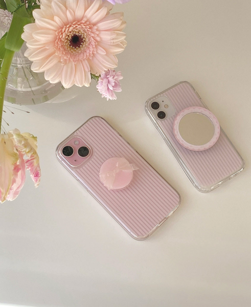 [Romantic Mood] Pink stripe Clear MagSafe Phone Case