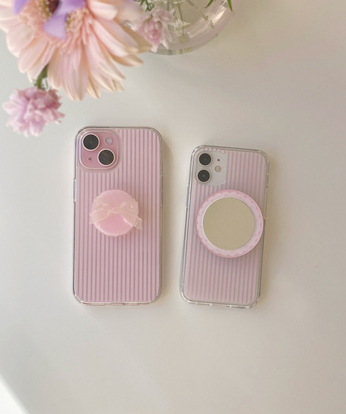 [Romantic Mood] Pink stripe Clear MagSafe Phone Case