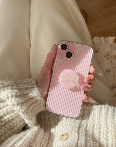 [Romantic Mood] Pink stripe Clear MagSafe Phone Case