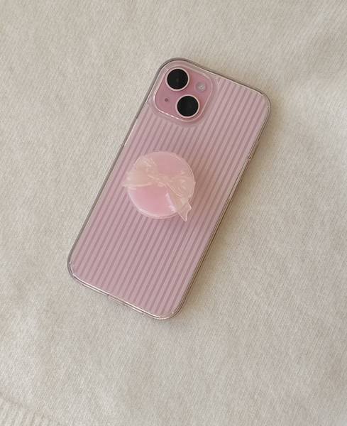 [Romantic Mood] Pink stripe Clear MagSafe Phone Case