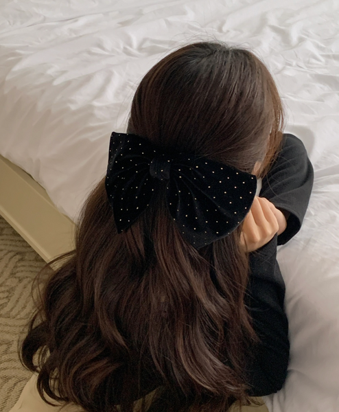 [SOYE PI-NE] Gold Ball Ribbon Velvet Hairpin