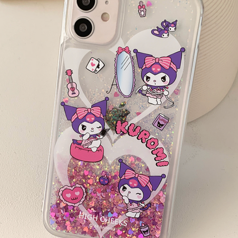 [HIGH CHEEKS] Heart Kuromi Glitter Case