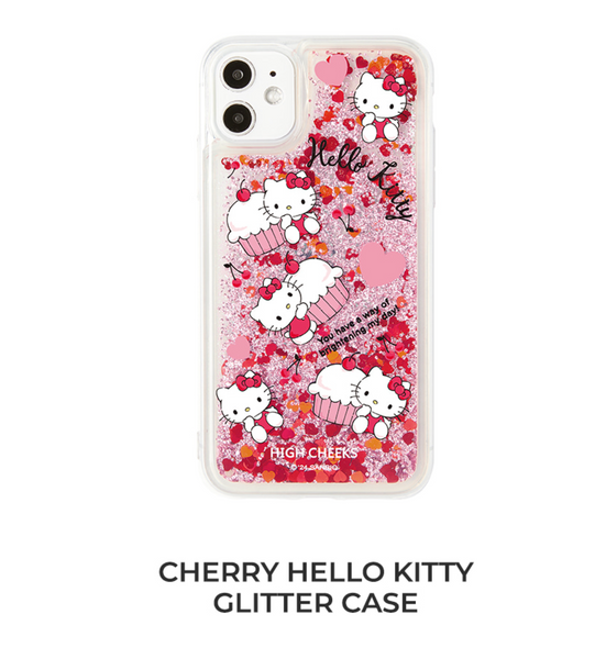 [HIGH CHEEKS] Cherry Hello kitty Glitter Case