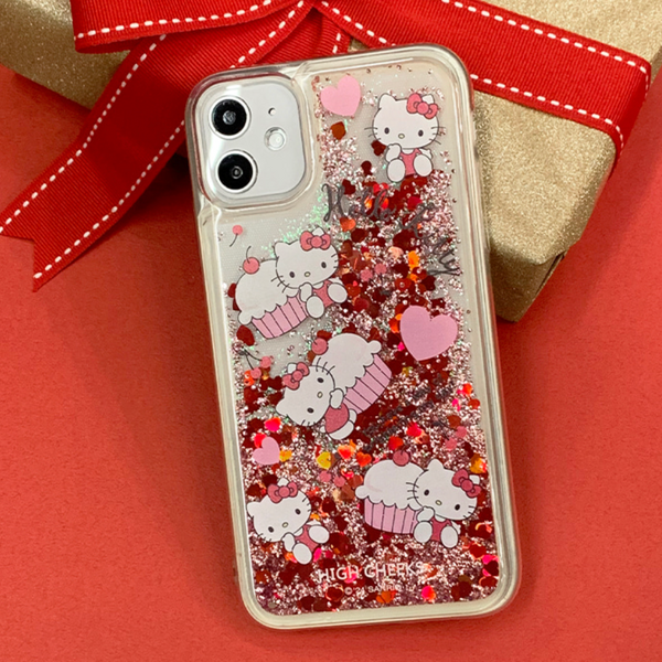 [HIGH CHEEKS] Cherry Hello kitty Glitter Case