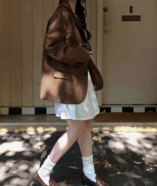 [SLOWAND] Vintage Oversized Fit Suede Jacket