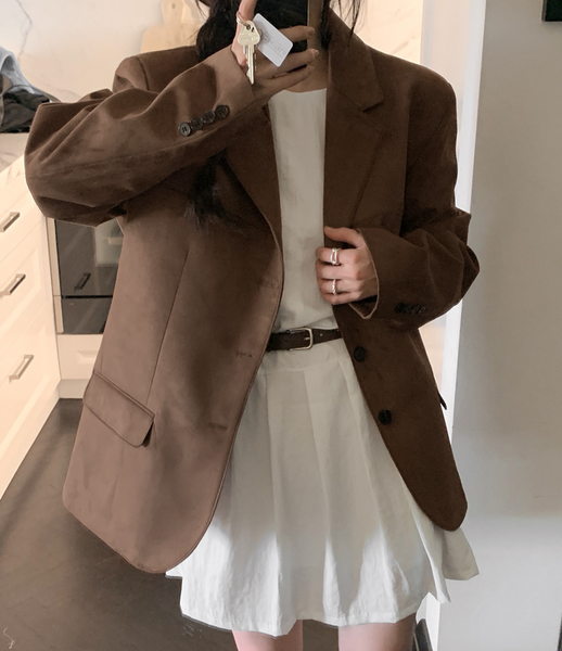 [SLOWAND] Vintage Oversized Fit Suede Jacket