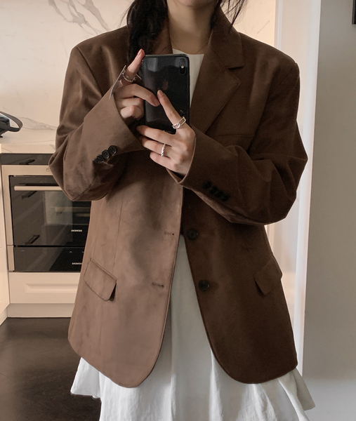 [SLOWAND] Vintage Oversized Fit Suede Jacket