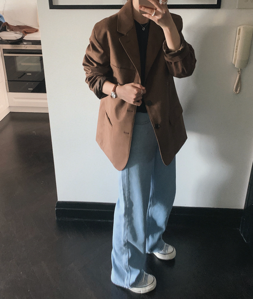 [SLOWAND] Vintage Oversized Fit Suede Jacket