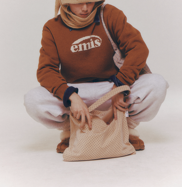 [emis]  DOT PATTERN CORDUROY ECO BAG