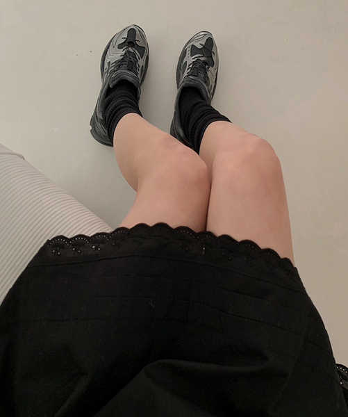 [SHOPPERLAND] Cherry Lace Flared Mini Skirt