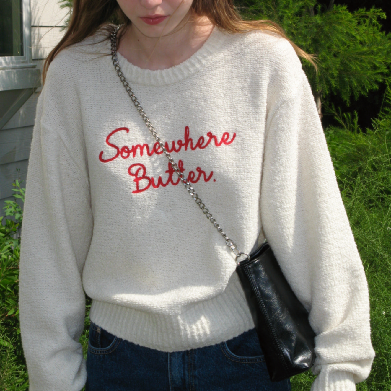 [SOMEWHERE BUTTER.] Letter Wool Knit (Cream)