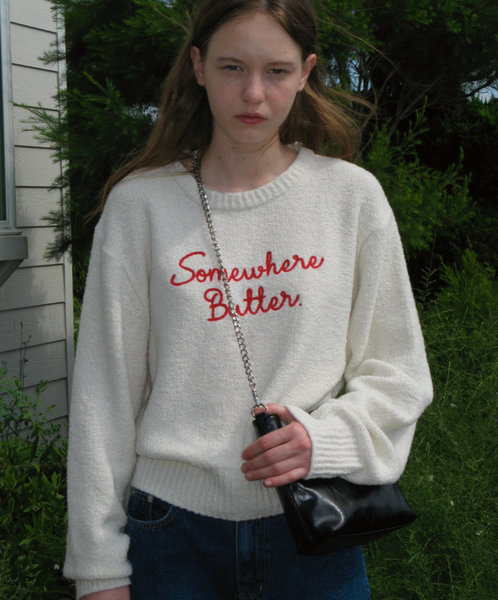 [SOMEWHERE BUTTER.] Letter Wool Knit (Cream)