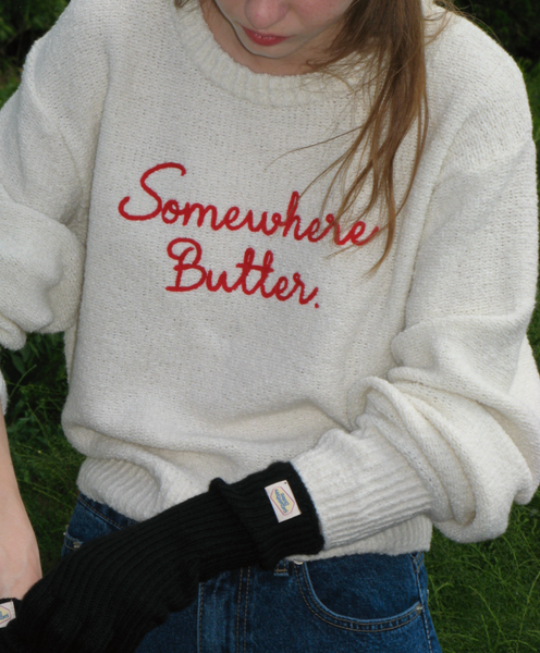 [SOMEWHERE BUTTER.] Letter Wool Knit (Cream)