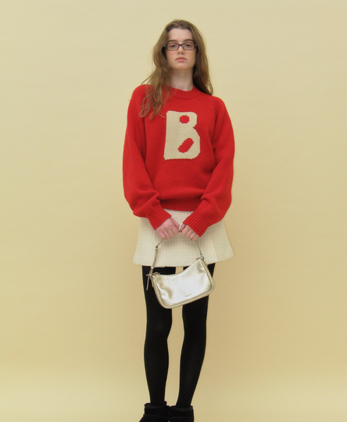 [SOMEWHERE BUTTER.] B Logo Cashmere Knit (Red)