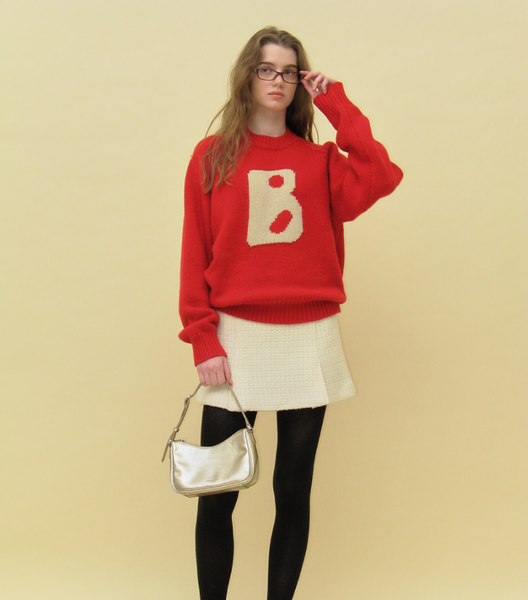 [SOMEWHERE BUTTER.] B Logo Cashmere Knit (Red)