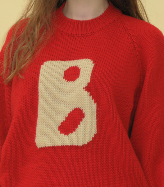 [SOMEWHERE BUTTER.] B Logo Cashmere Knit (Red)