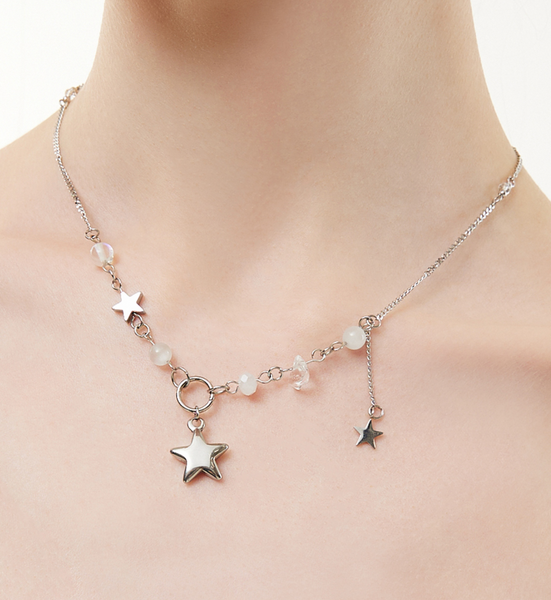 [VVV] Star Pendant Beads Chain Necklace