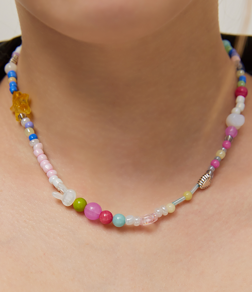 [VVV] Mini Rabbit Star Mix Beads Necklace