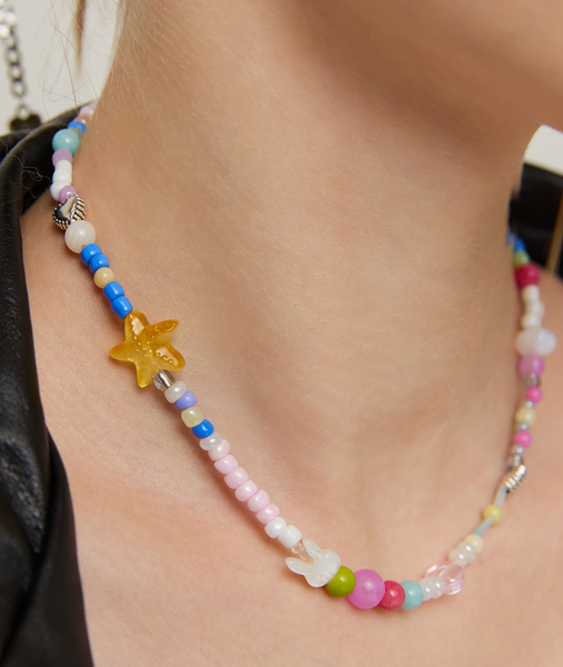 [VVV] Mini Rabbit Star Mix Beads Necklace