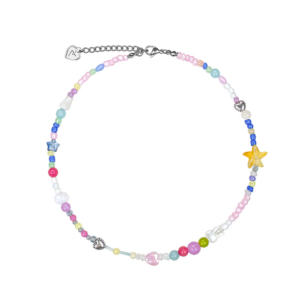 [VVV] Mini Rabbit Star Mix Beads Necklace